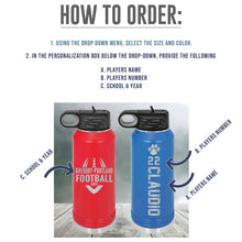 Load image into Gallery viewer, Football Custom Engraved Tumbler, Water Bottle &amp; Stemless Wine Glass
