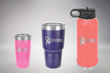 Load image into Gallery viewer, I&#39;m a Survivor Custom Engraved Tumbler, Water Bottle, Stemless Wine Glass, Pilsner, Pint Mug
