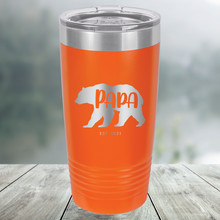Load image into Gallery viewer, Papa Bear with Est. Date Custom Engraved Tumbler, Water Bottle, Stemless Wine Glass, Pilsner, Pint Mug

