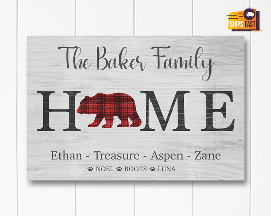 Custom HOME with Family Names and Furbabies sign