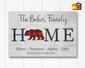 Custom HOME canvas sign with family names and pets