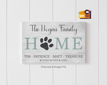 Load image into Gallery viewer, Custom HOME with Family Names and Furbabies sign

