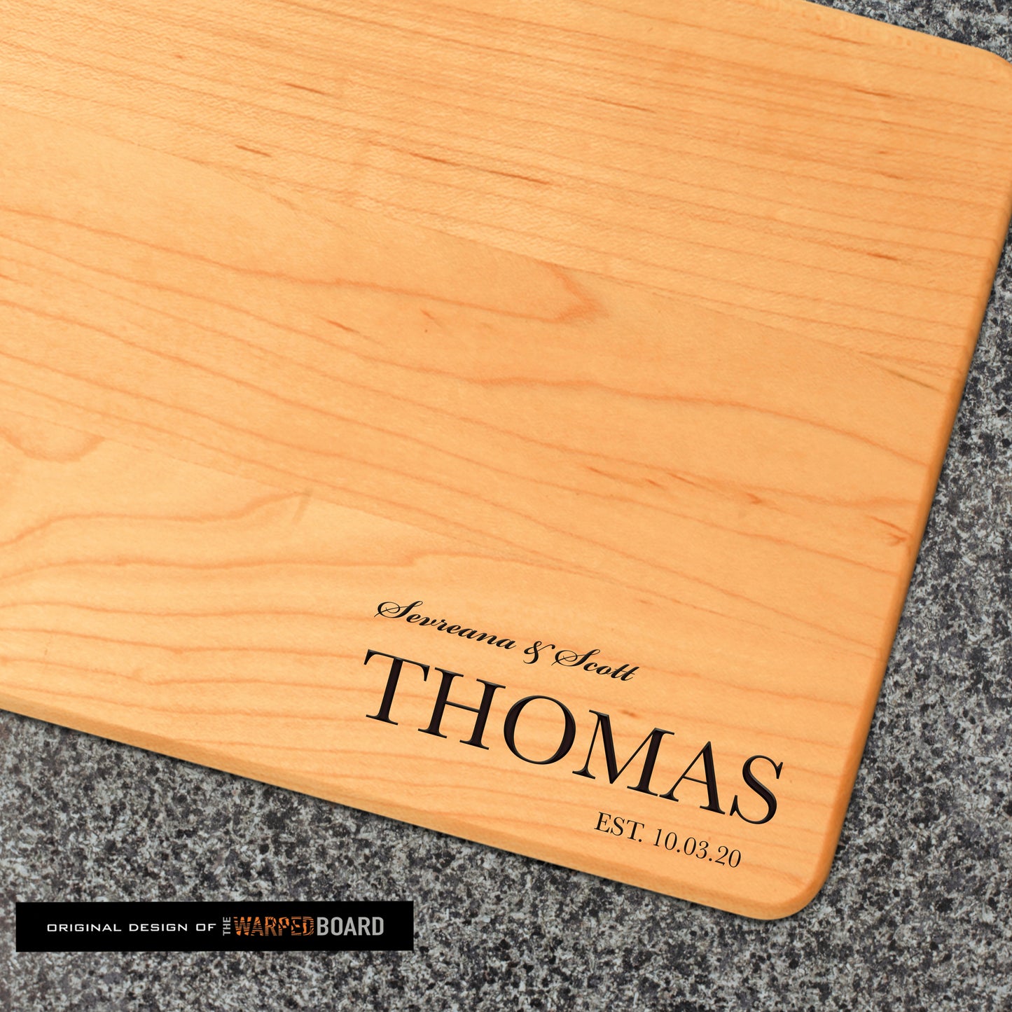 Couple's Family Name and Established Date Maple Cutting Board