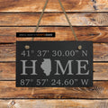 Custom slate plaque with home address and GPS coordinates