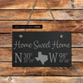 Home Sweet Home slate sign with GPS coordinates